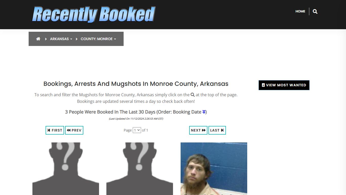 Bookings, Arrests and Mugshots in Monroe County, Arkansas - Recently Booked